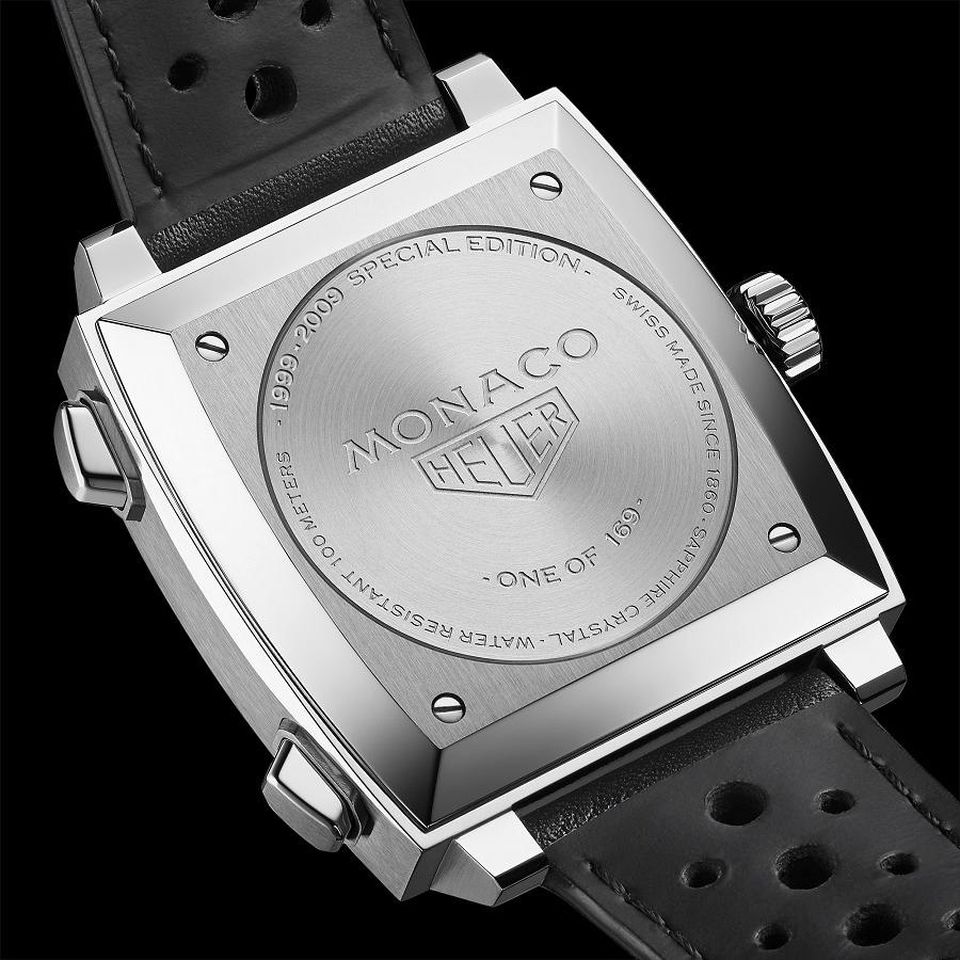 back of the new tag heuer monaco watch