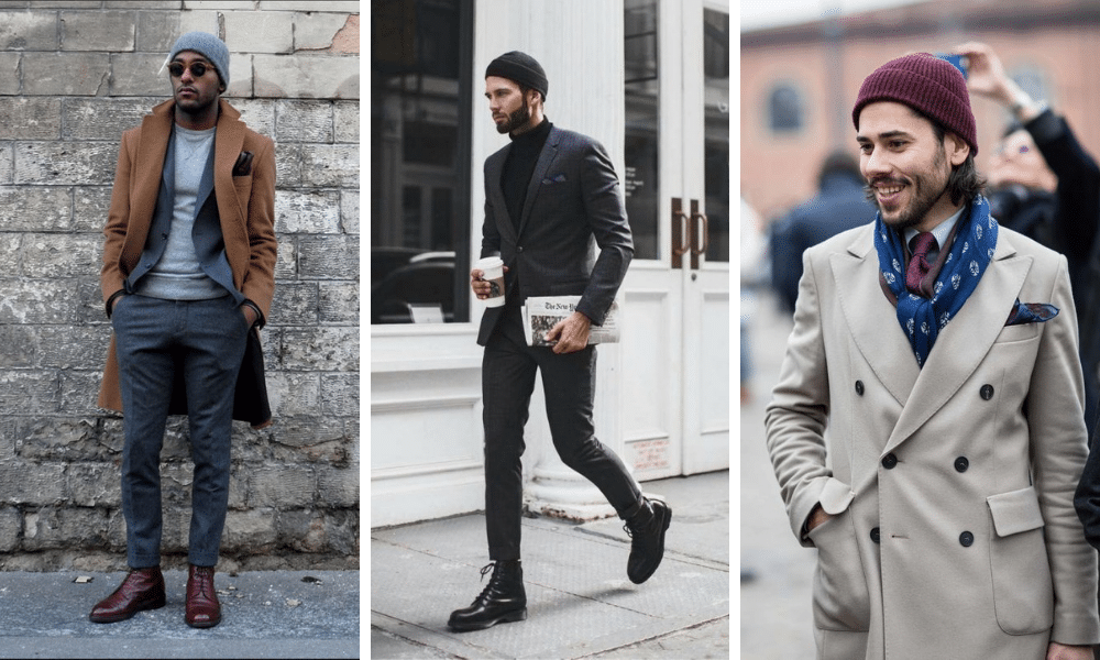 how to wear beanie with a suit