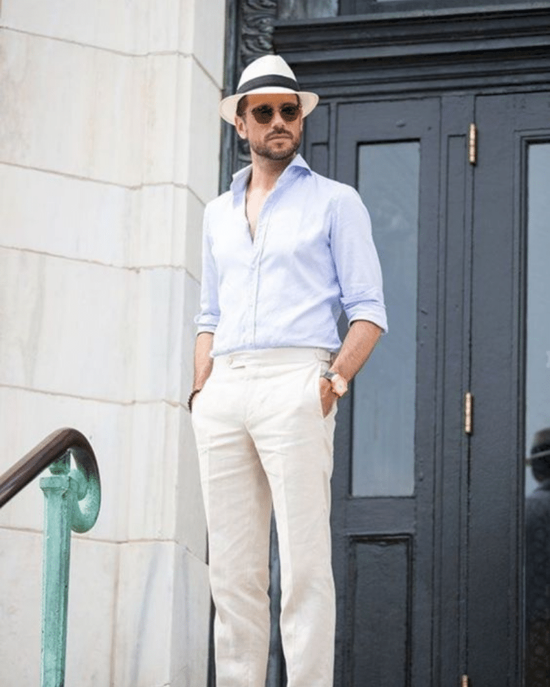 linen shirt and trousers