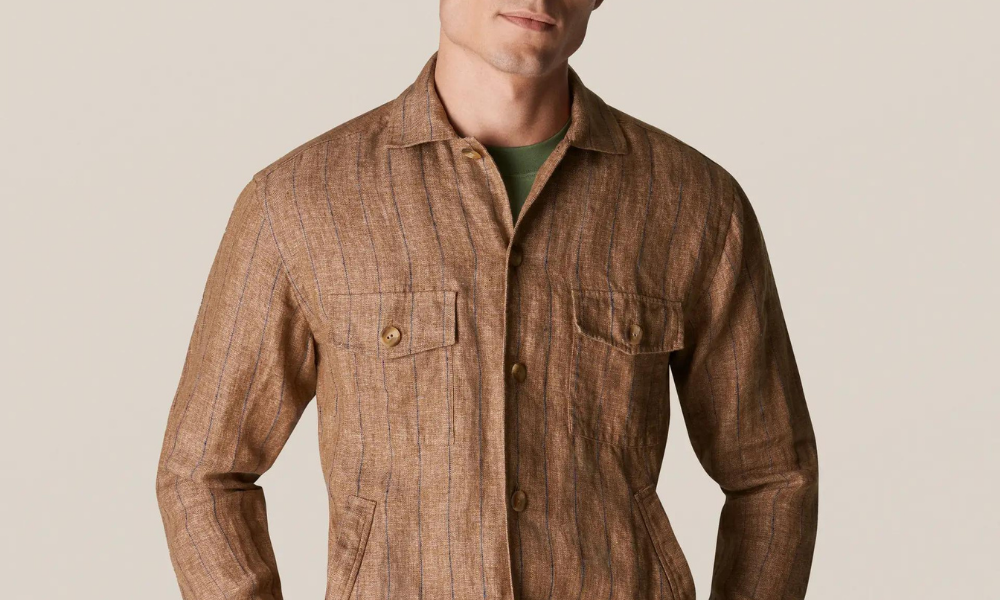 linen overshirt being worn with a tshirt