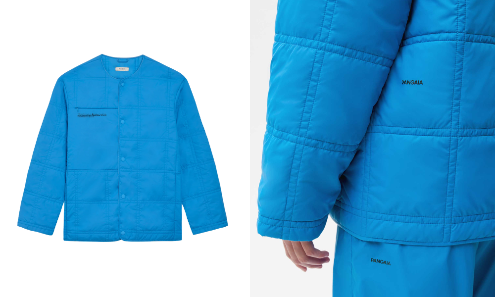 pangaia collarless jacket in blue