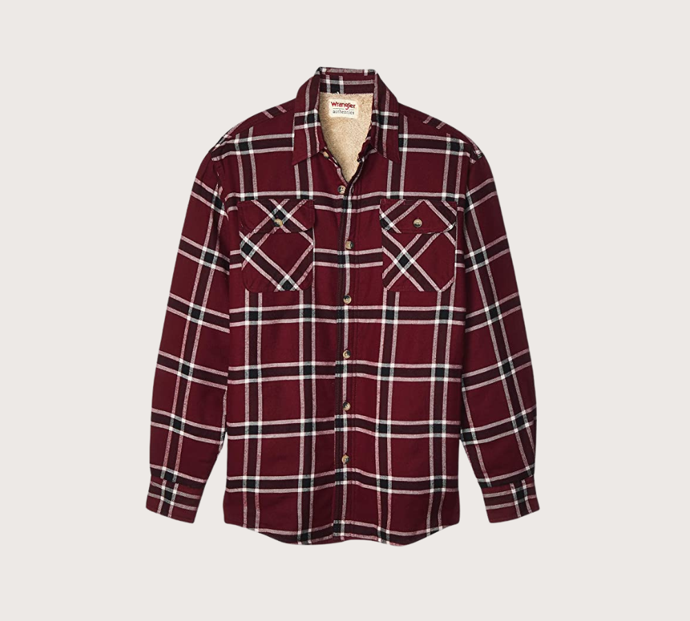 wrangler sherpa flannel shirt