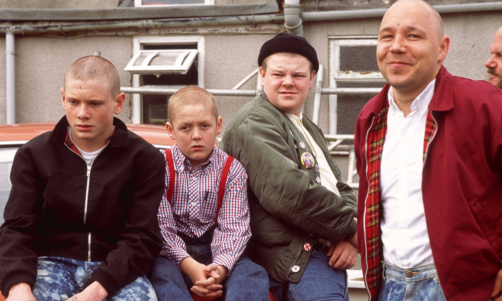 skinheads from this is england wearing a harrington jacket