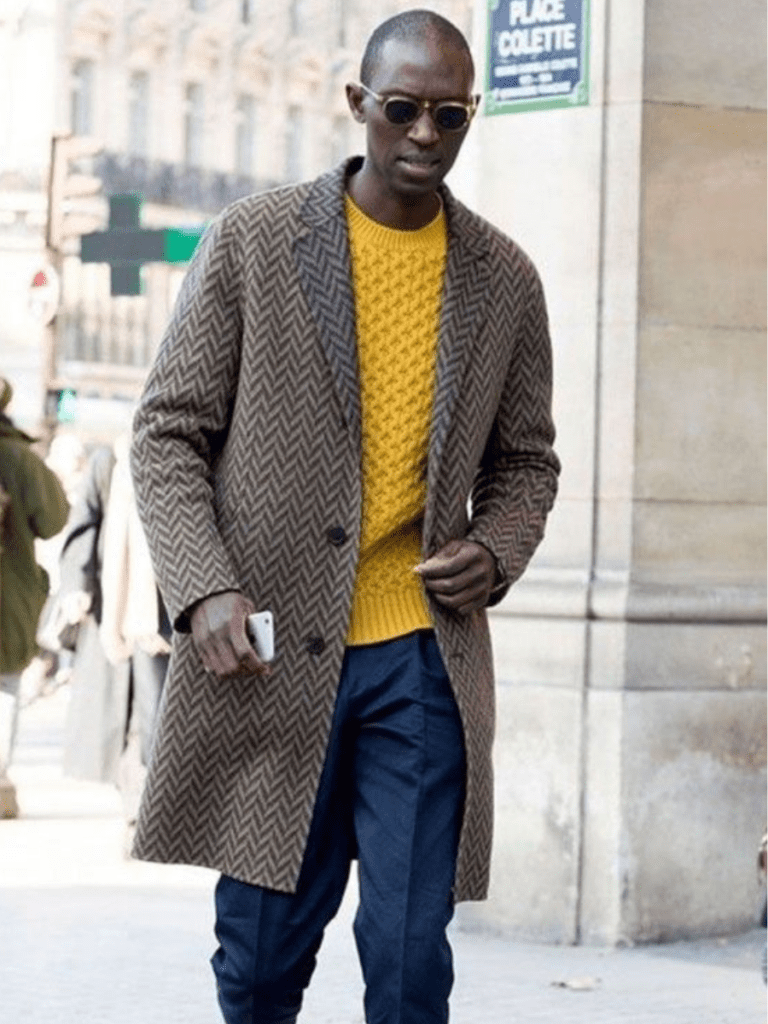 yellow ribbed knitwear for men