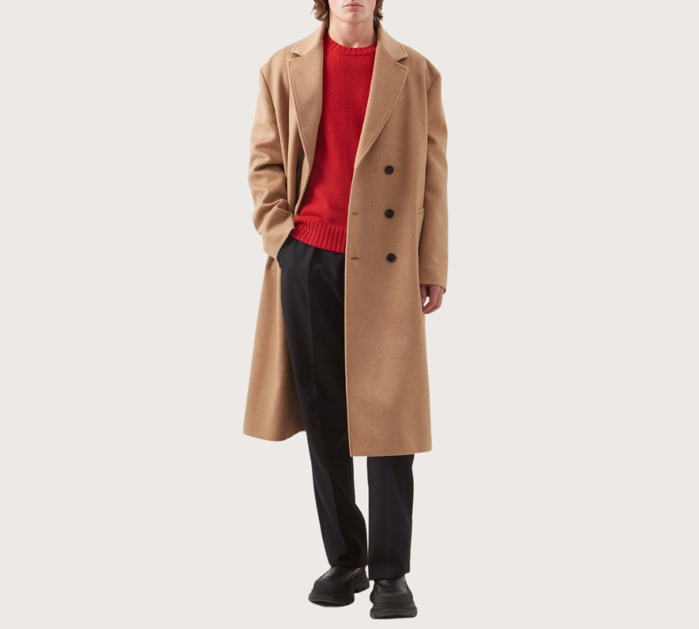 Valentino Double-Breasted Camel-Wool Overcoat